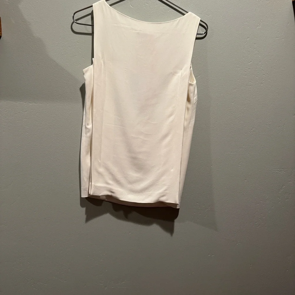 New NWT Escada Ivory White Minimalist Sleeveless Cape Back Long Blouse Top - Picture 12 of 16